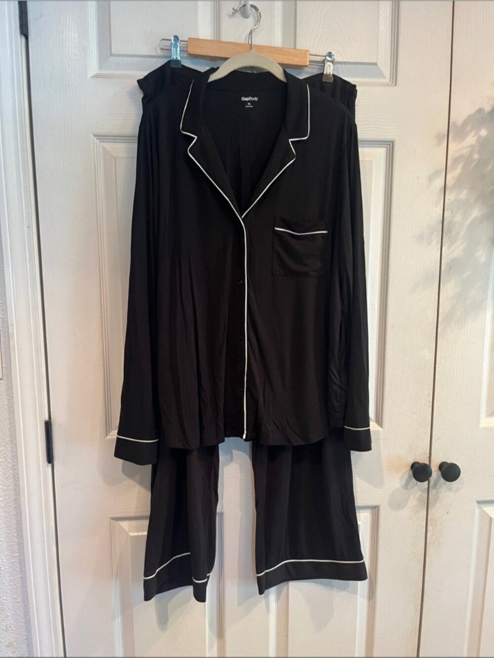 Black Pajama Set with White Piping by GapBody